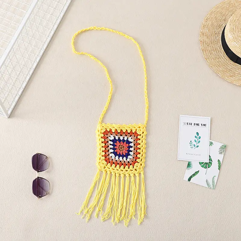 Crochet Granny Square Bag Hand-hooked Cotton Bag