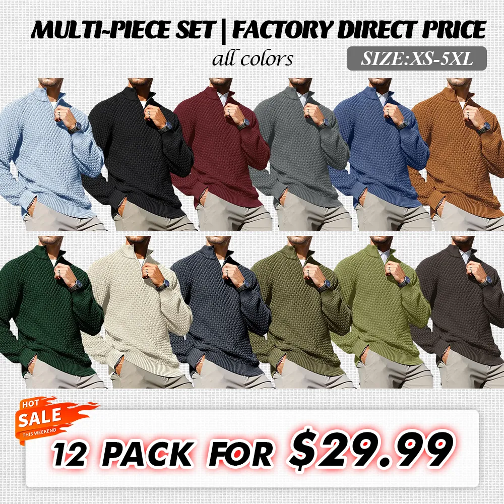 🔥 Men's Cable Knit Quarter-Zip Sweater