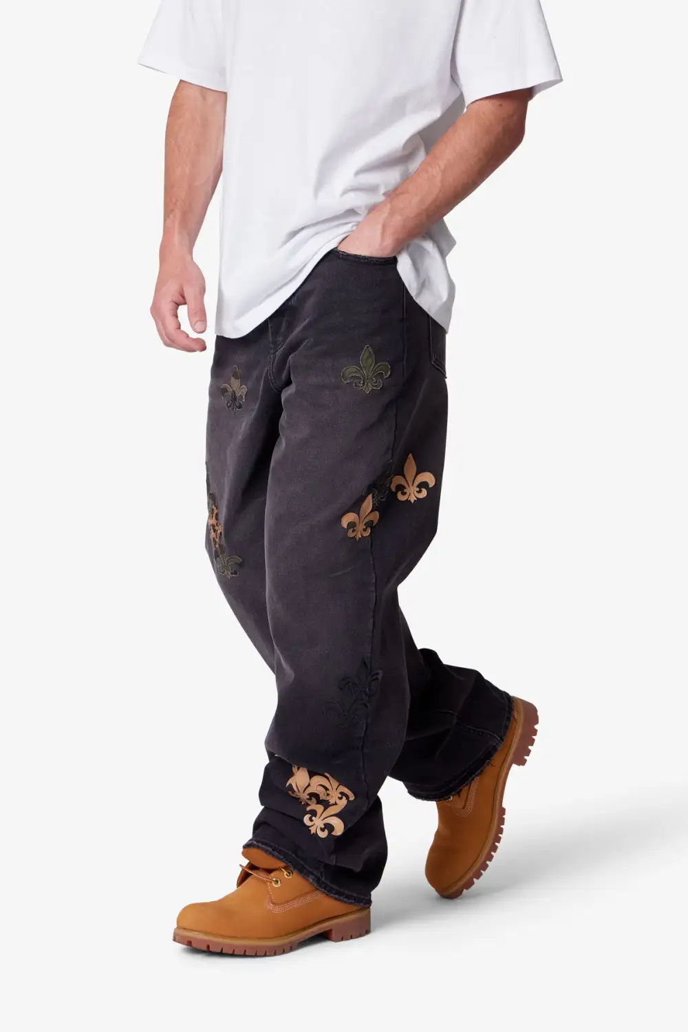 Relaxed Ultra Baggy Floral Detail Jeans