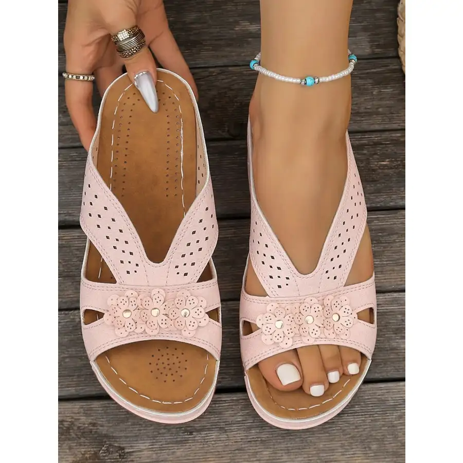 Flower Comfort Wedge Sandals