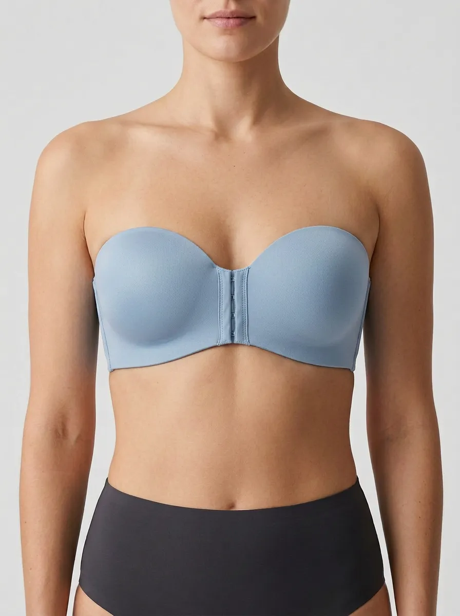 Women's Molded-Cup Seamless Front-Closure Strapless Bra