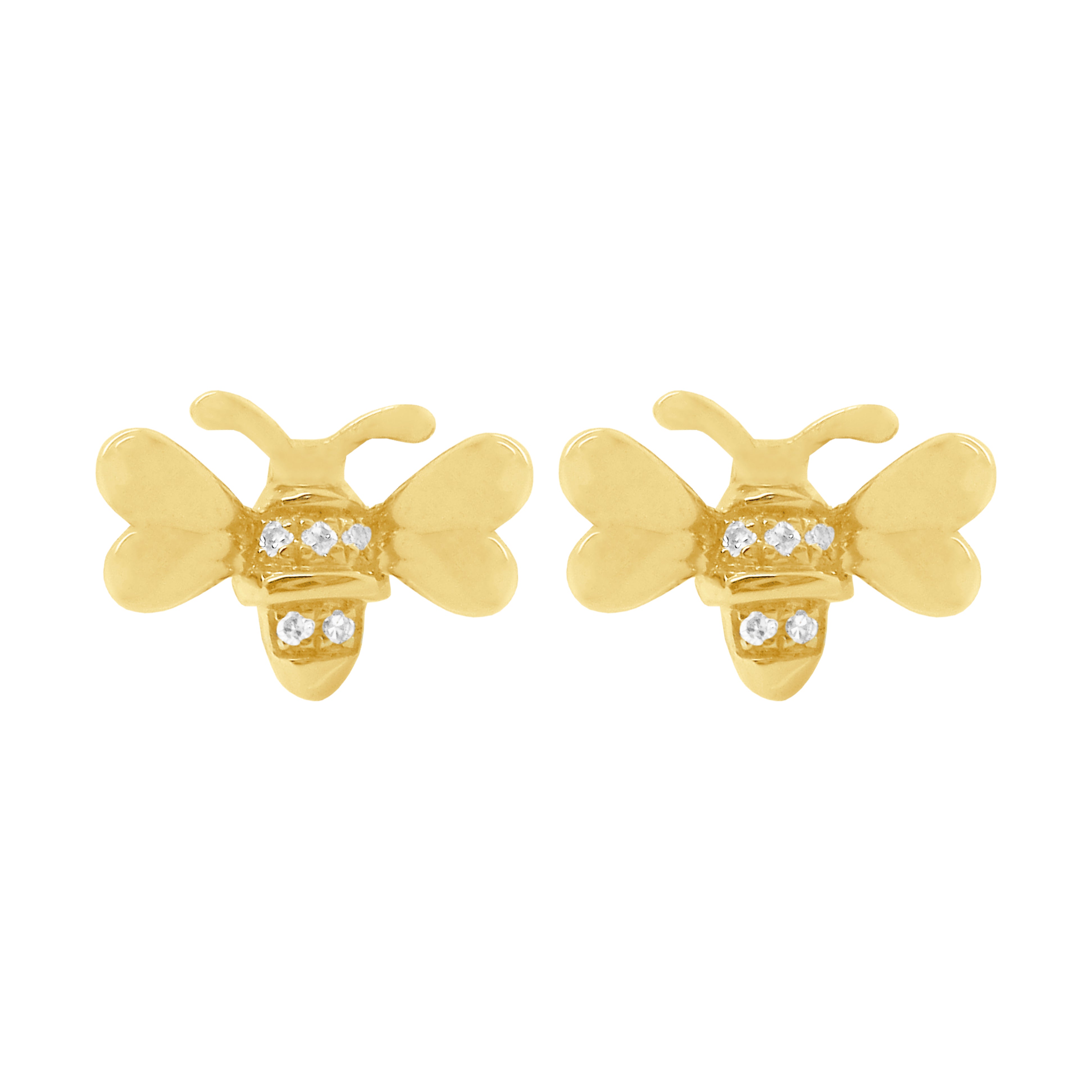 Polished Curved Gem Detail Stud Earrings