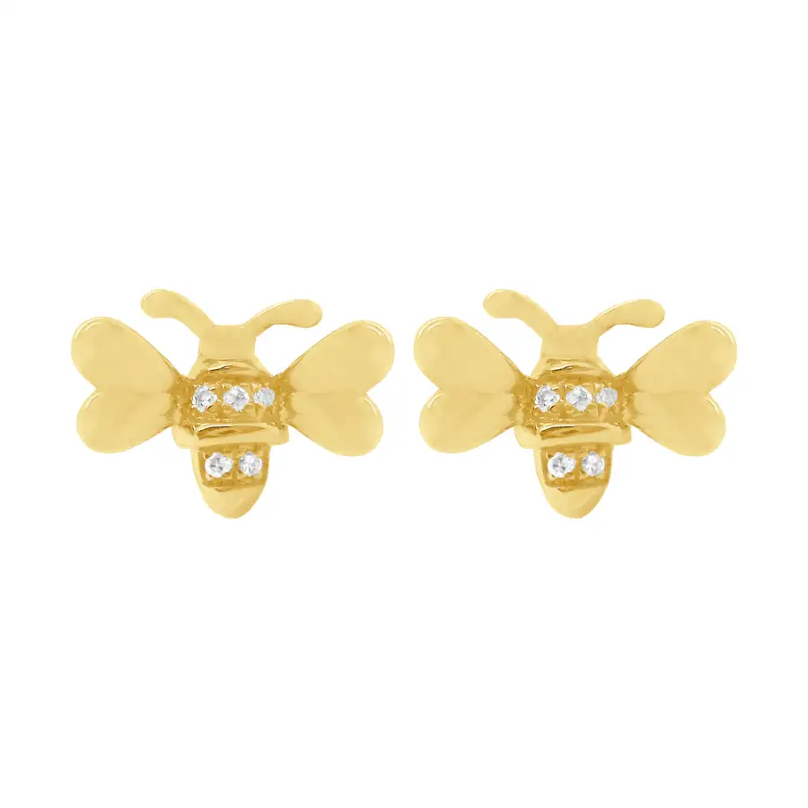 Polished Curved Gem Detail Stud Earrings