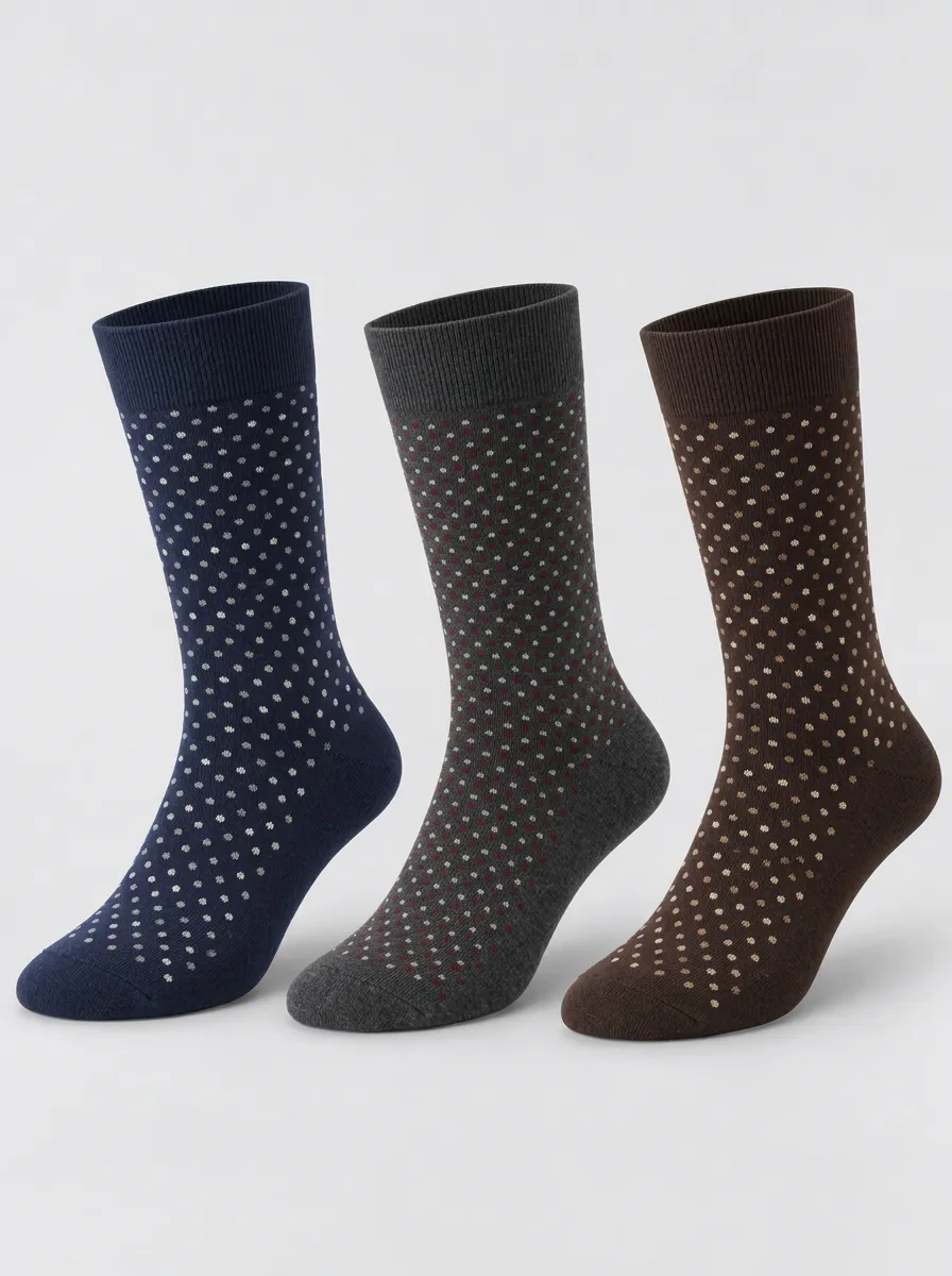 Men's Assorted Polka Dot Crew Socks 3-Pack