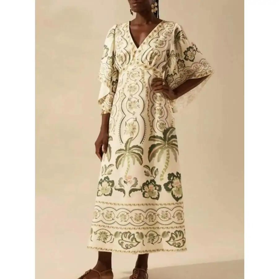 Palm V-Neck Midi Dress