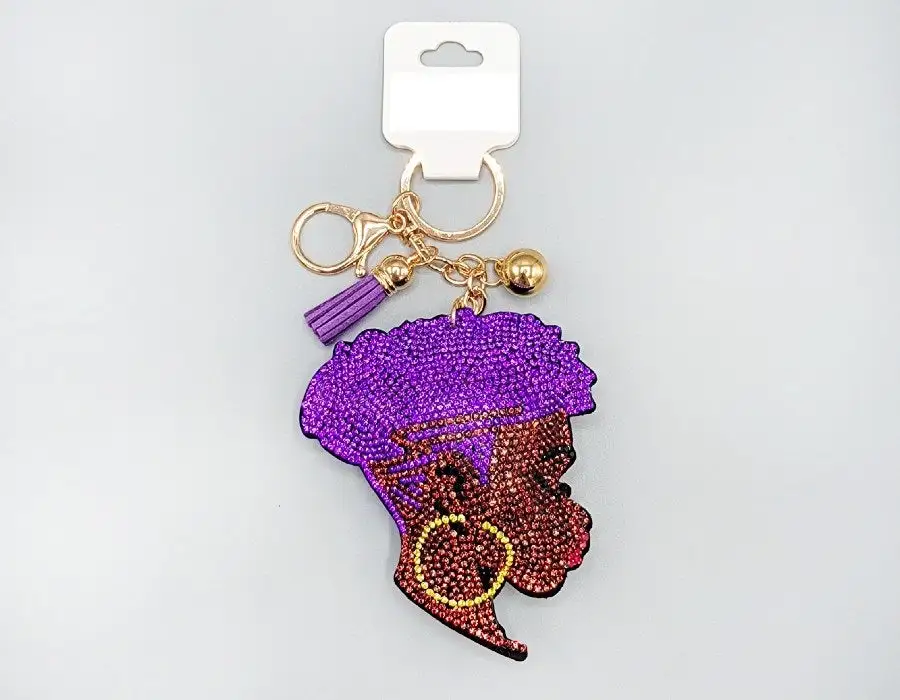 Modern Woman Portrait Charm Keychain