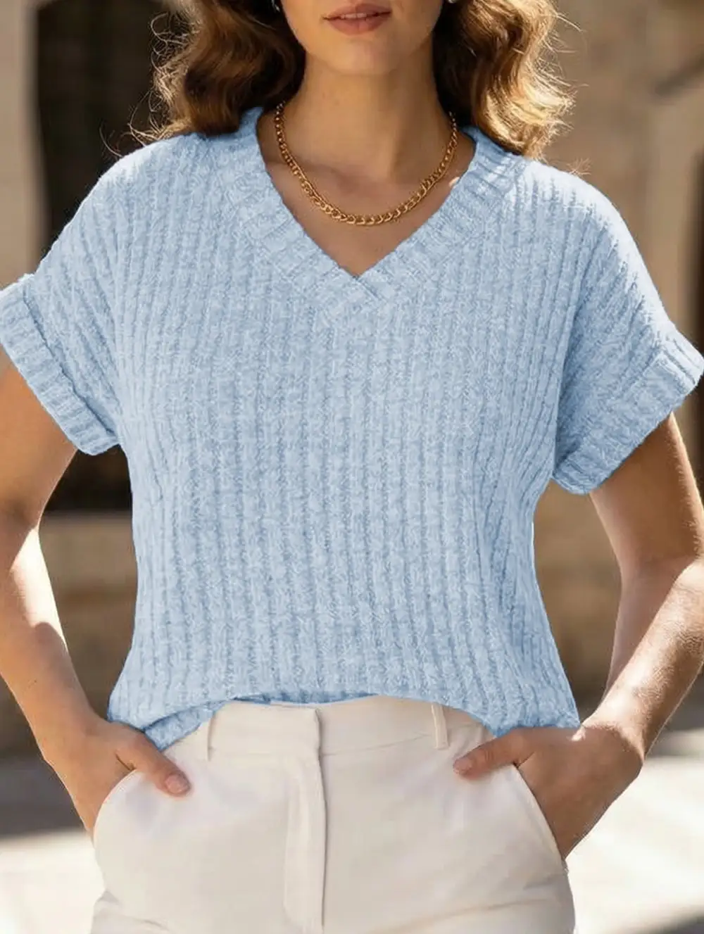 Draped V Neck Tee