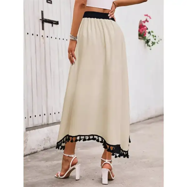 Tassel Trim High Waist Skirt