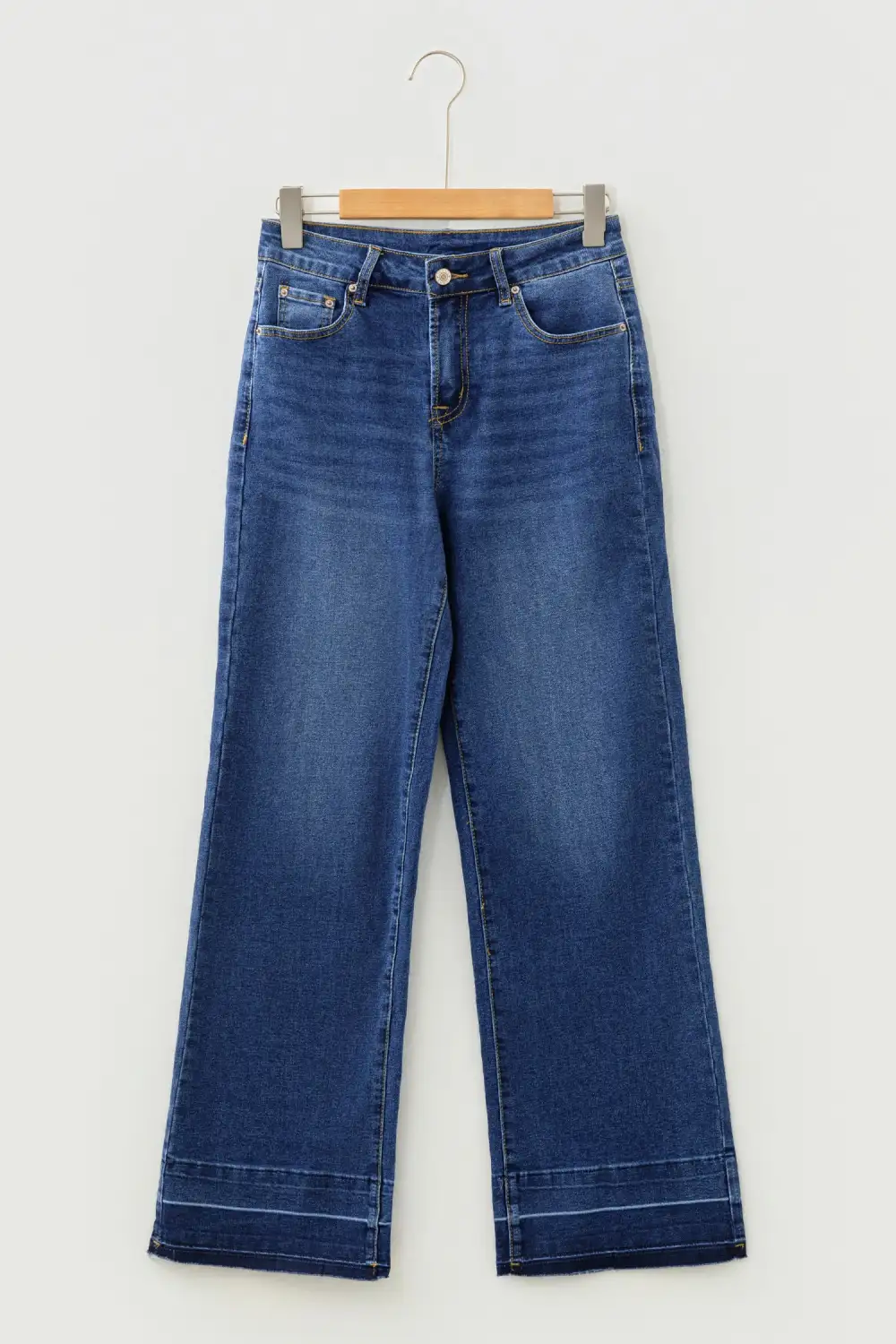 Raw Hem Unique Cuffs Straight High Rise Loose Jeans