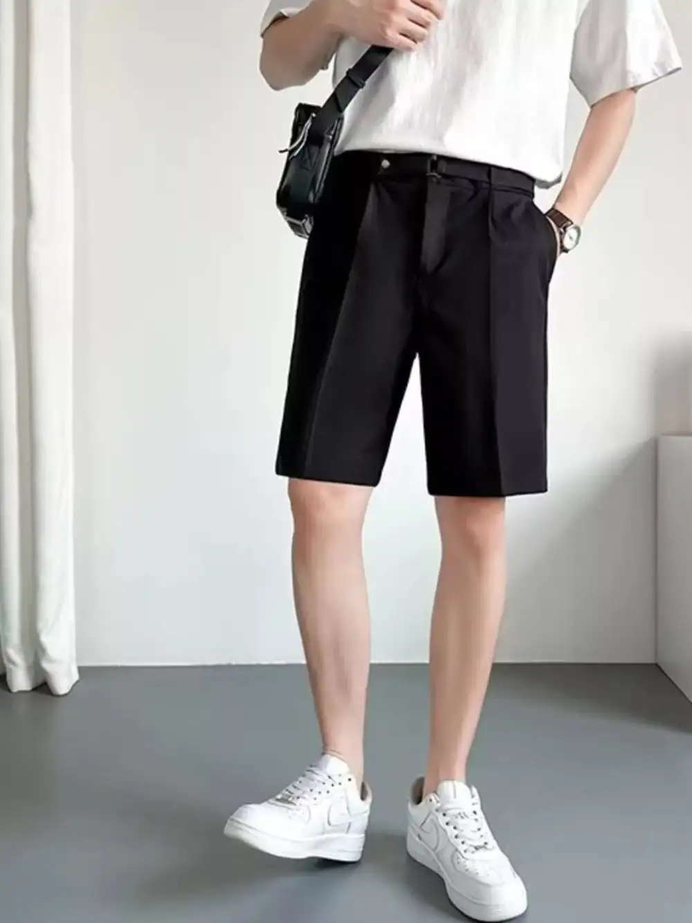 Men's Full Size Pleated Detail Shorts Plus Size