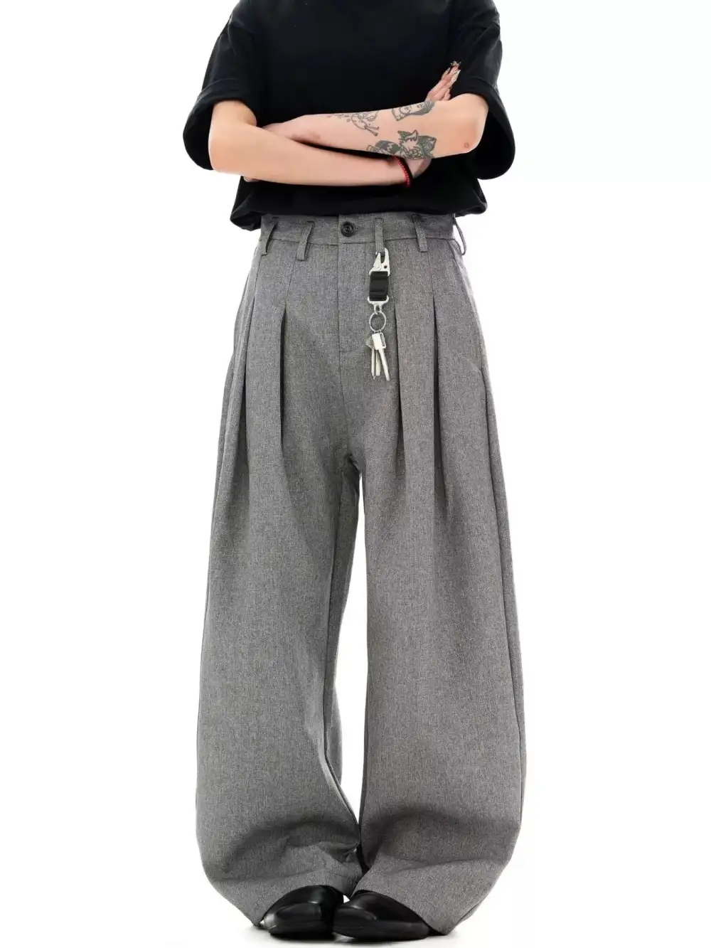 Men's Plus Size Wide Leg Pleated Pants