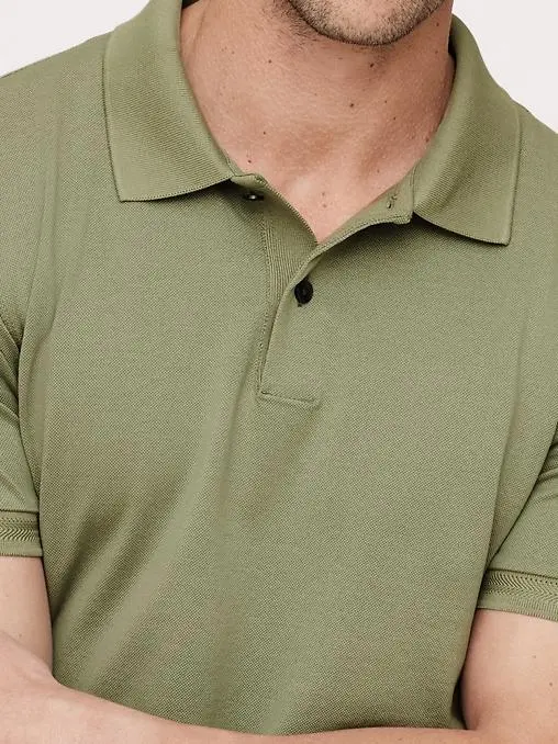 Men's Cotton Stylish Simple Green Sprig Polo Shirt