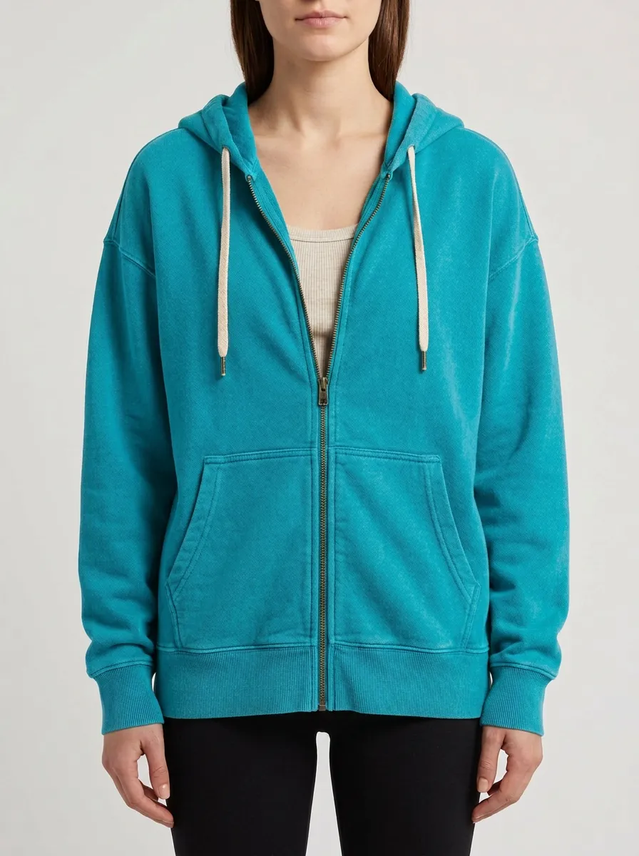 Drawstring Zip-Up Women's Zip-Up Hooded Jacket