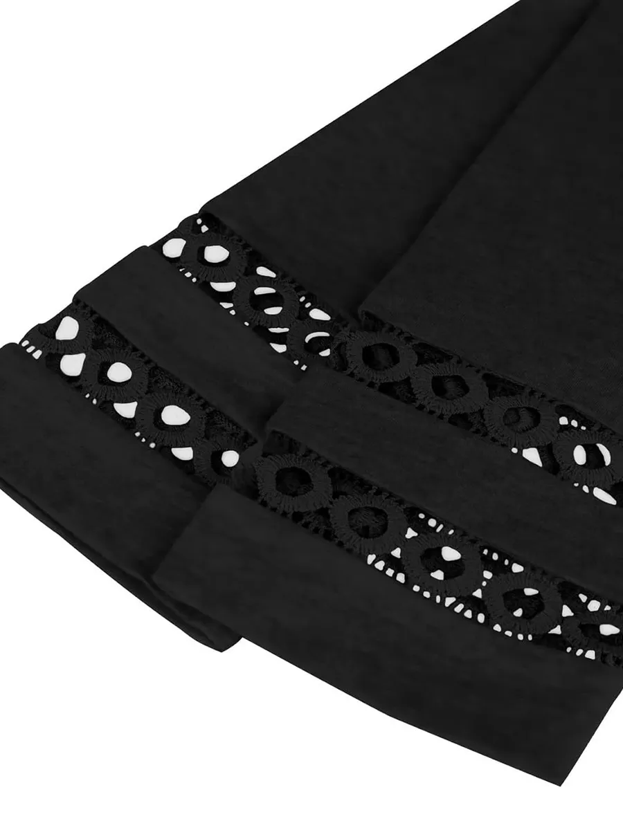 Long Sleeve Relaxed Cutout Panel Detail V-Neck T-Shirt