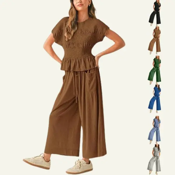 Women’s 2-Piece Smocked Top & Wide-Leg
