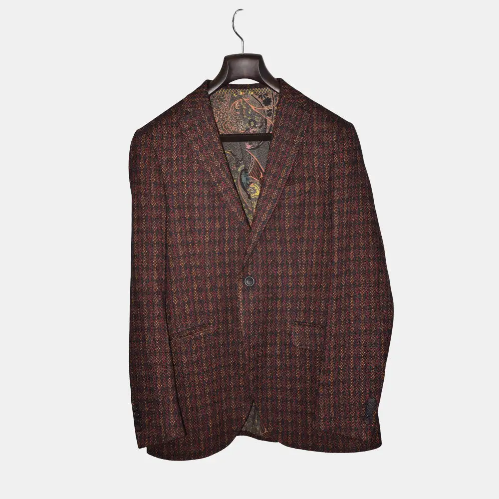 Checkered Cashmere Linen Blazer Jacket