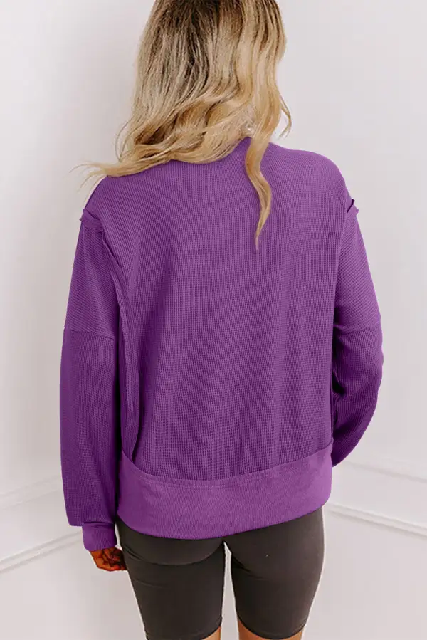 Patchwork Ribbed Drop Shoulder Sweatshirt