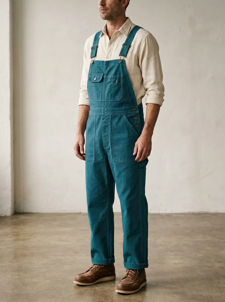 Men's Vintage Brown Canvas Workwear Bib Overalls