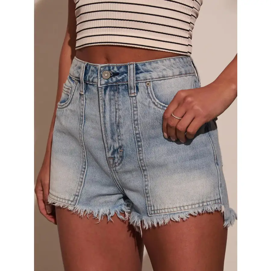 Relaxed Raw Hem Denim Shorts