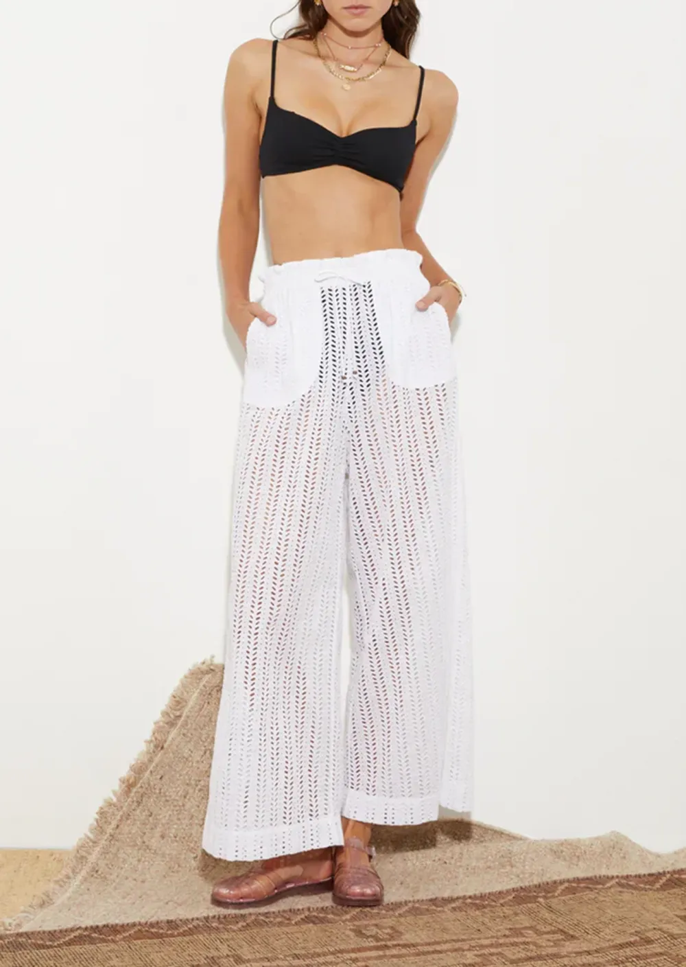 EYELET LOOSE FIT PANTS