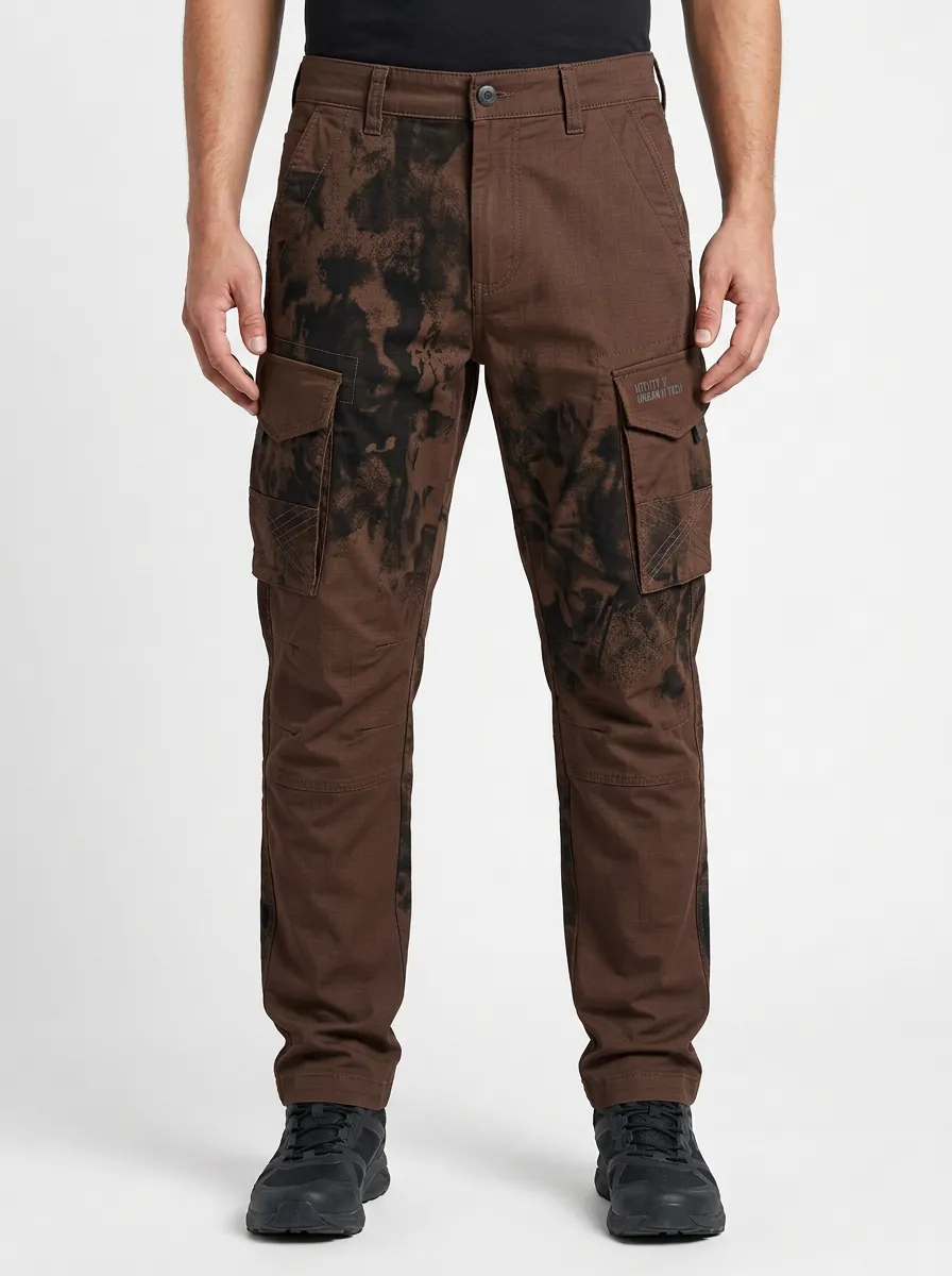 Men's Abstract Wash Printed Cargo Pants