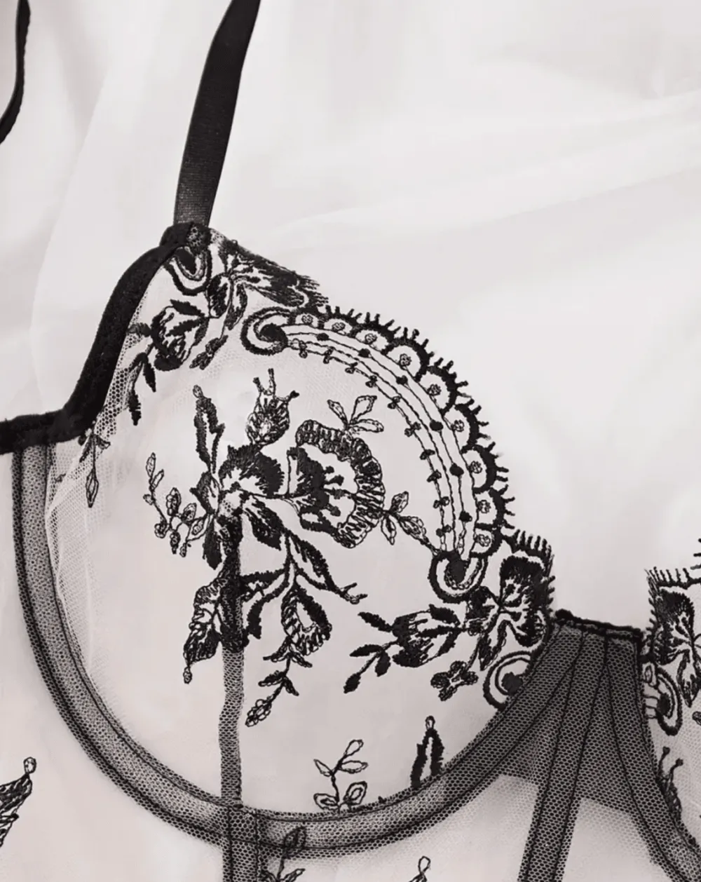 Embroidered Corset Lingerie Set
