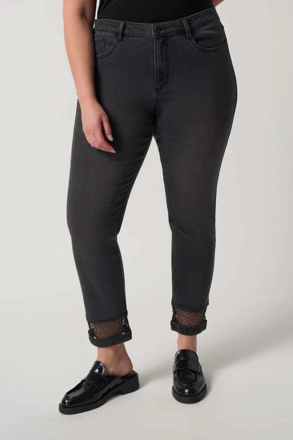 Black Distressed Ankle Jeans