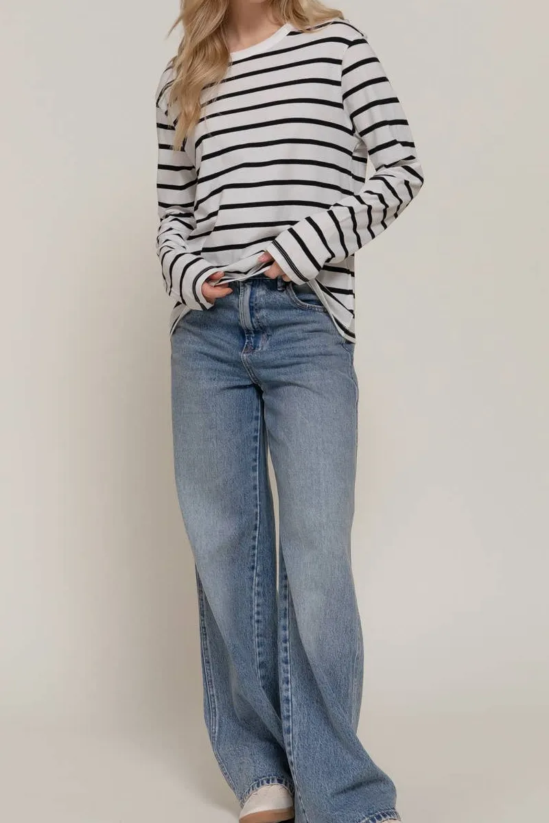 Striped Crew Neck Long Sleeve Tee
