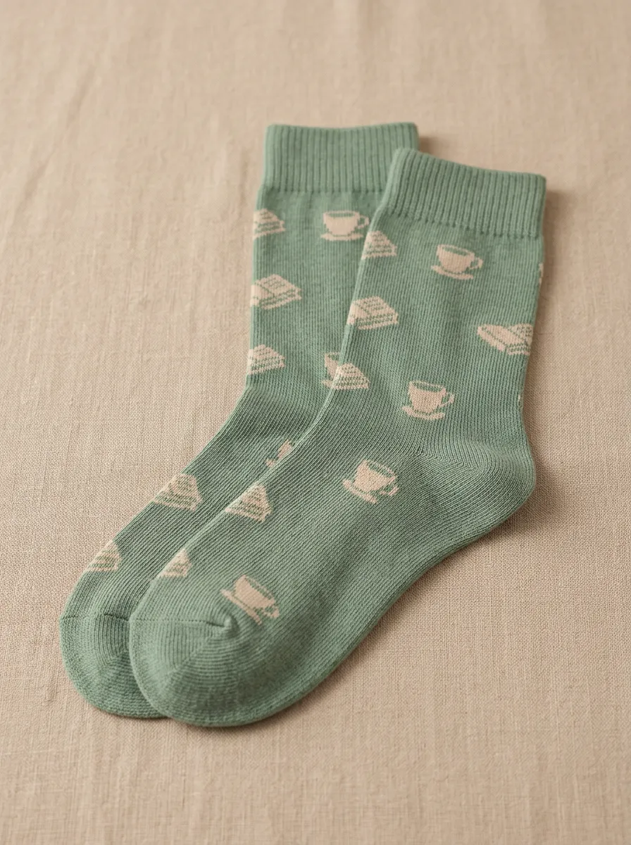 Classic Coffee-Motif Casual Socks