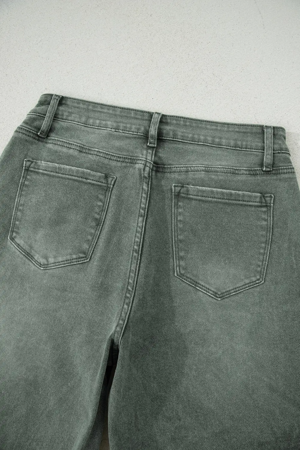 Washed Wide Leg Distressed Denim Jeans