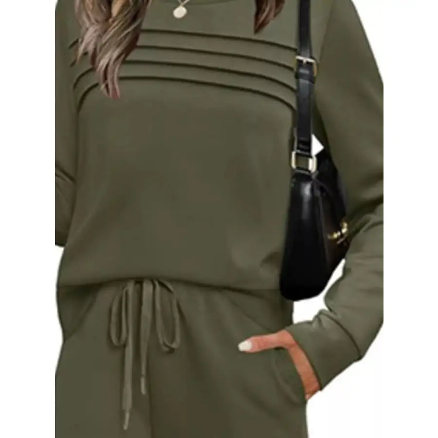 Casual Long Sleeve Top and Pants Set