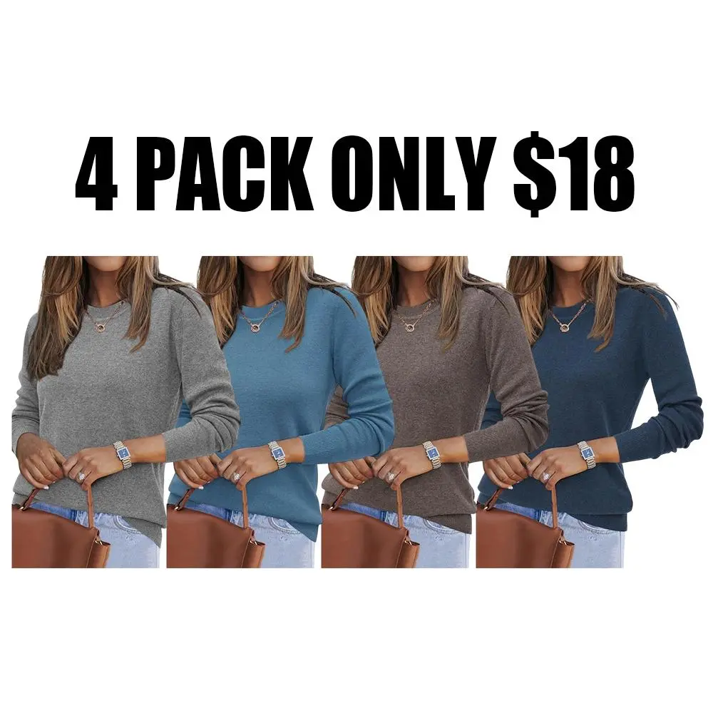 Women‘s Spring Fashion Wool Blend Sweater 2026 Long Sleeve Crew Neck Business Casual Pullover Tops Trendy Outfits