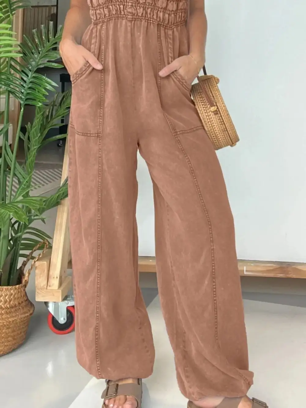 Plus Size Wide Leg Spaghetti Strap Accessory