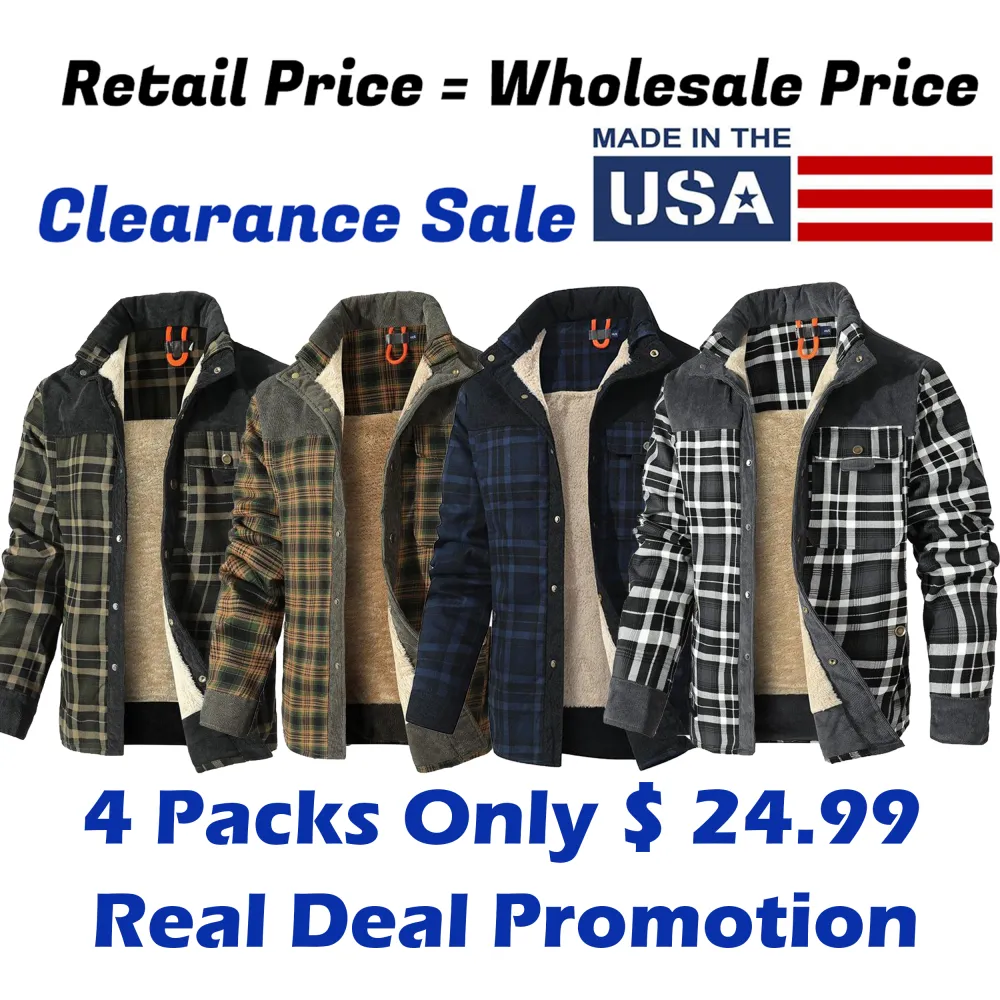 Men's Plaid Flannel Autumn and Winter Warm Jacket