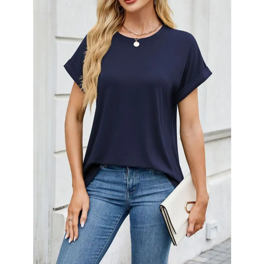 Polished Casual Rolled Sleeve T-shirt