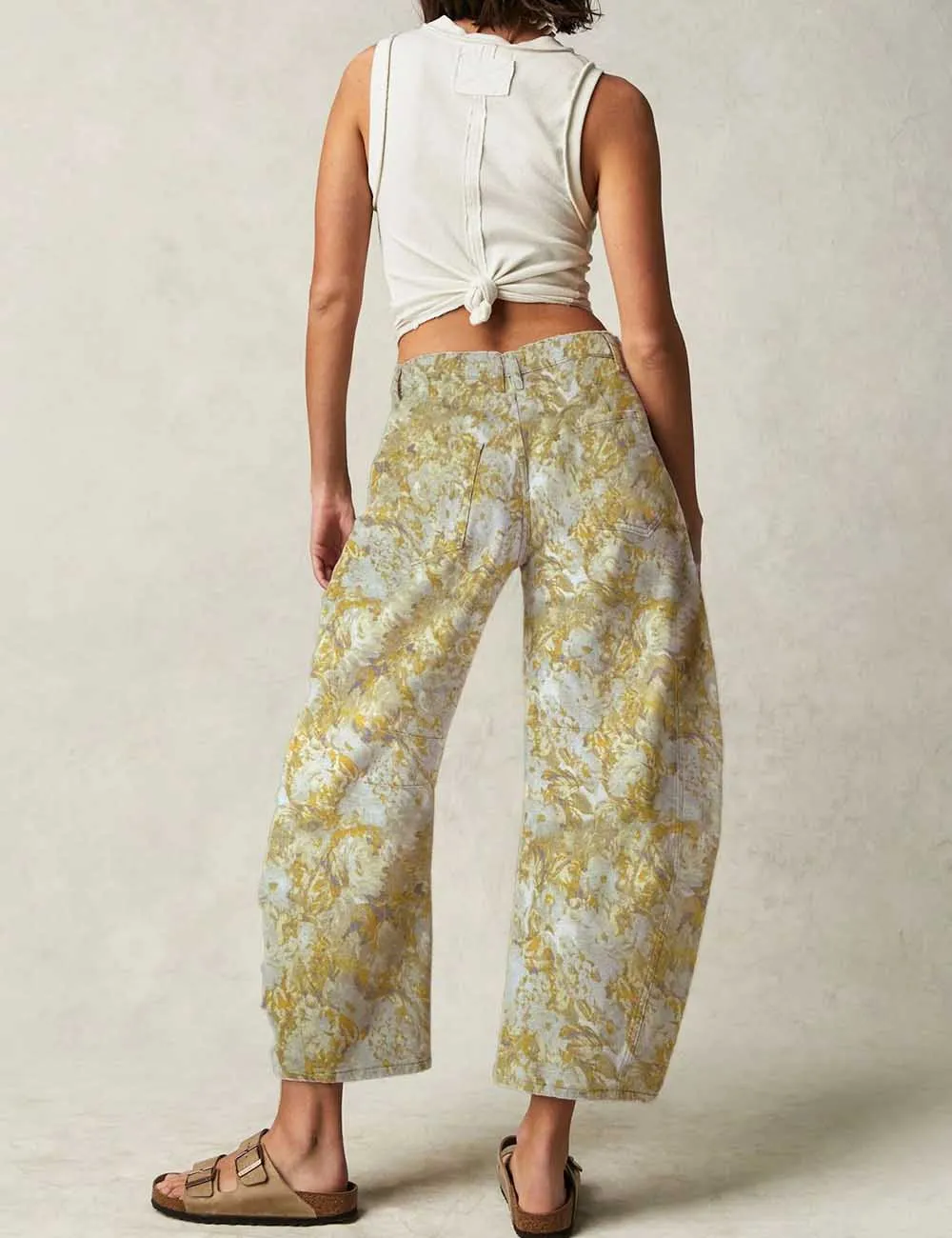 Barrel Print Jeans Daily Denim Pants
