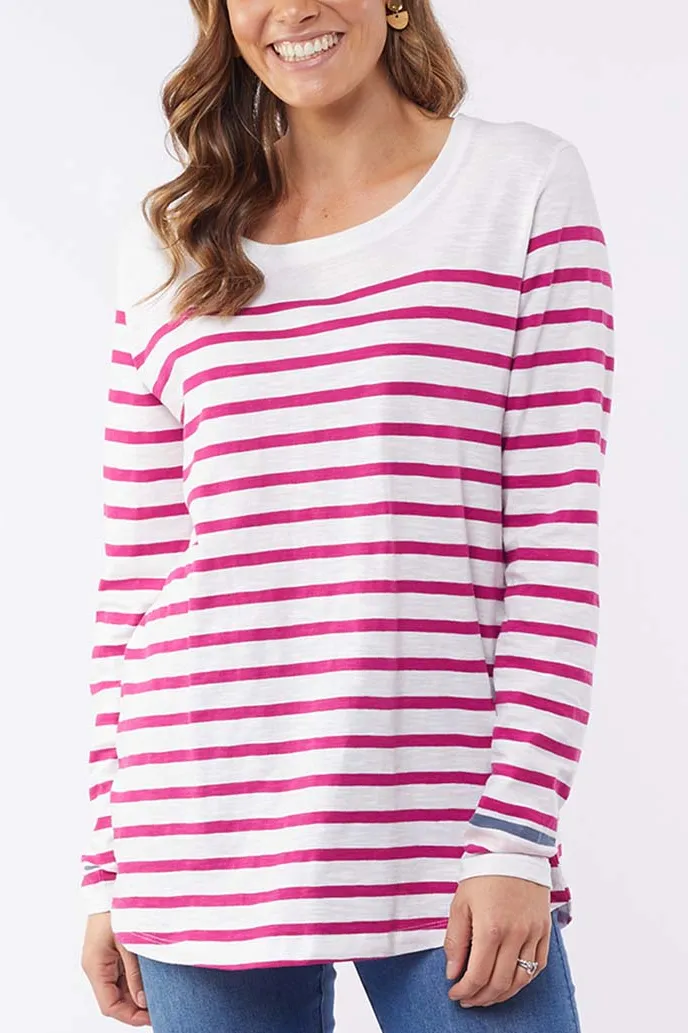 Striped Denim Long Sleeve Tee