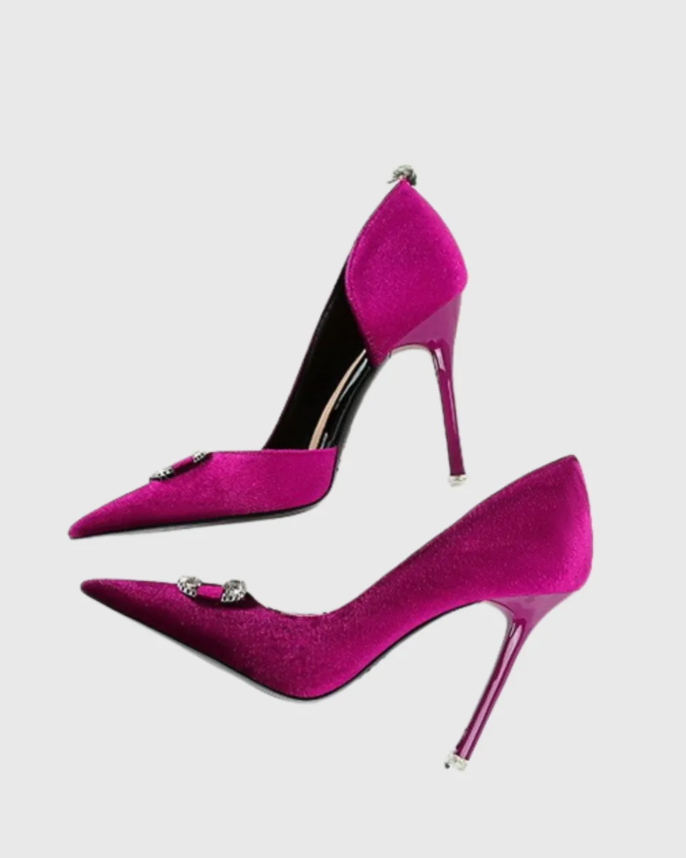 Rhinestone Side Cut Pumps in Fuchsia