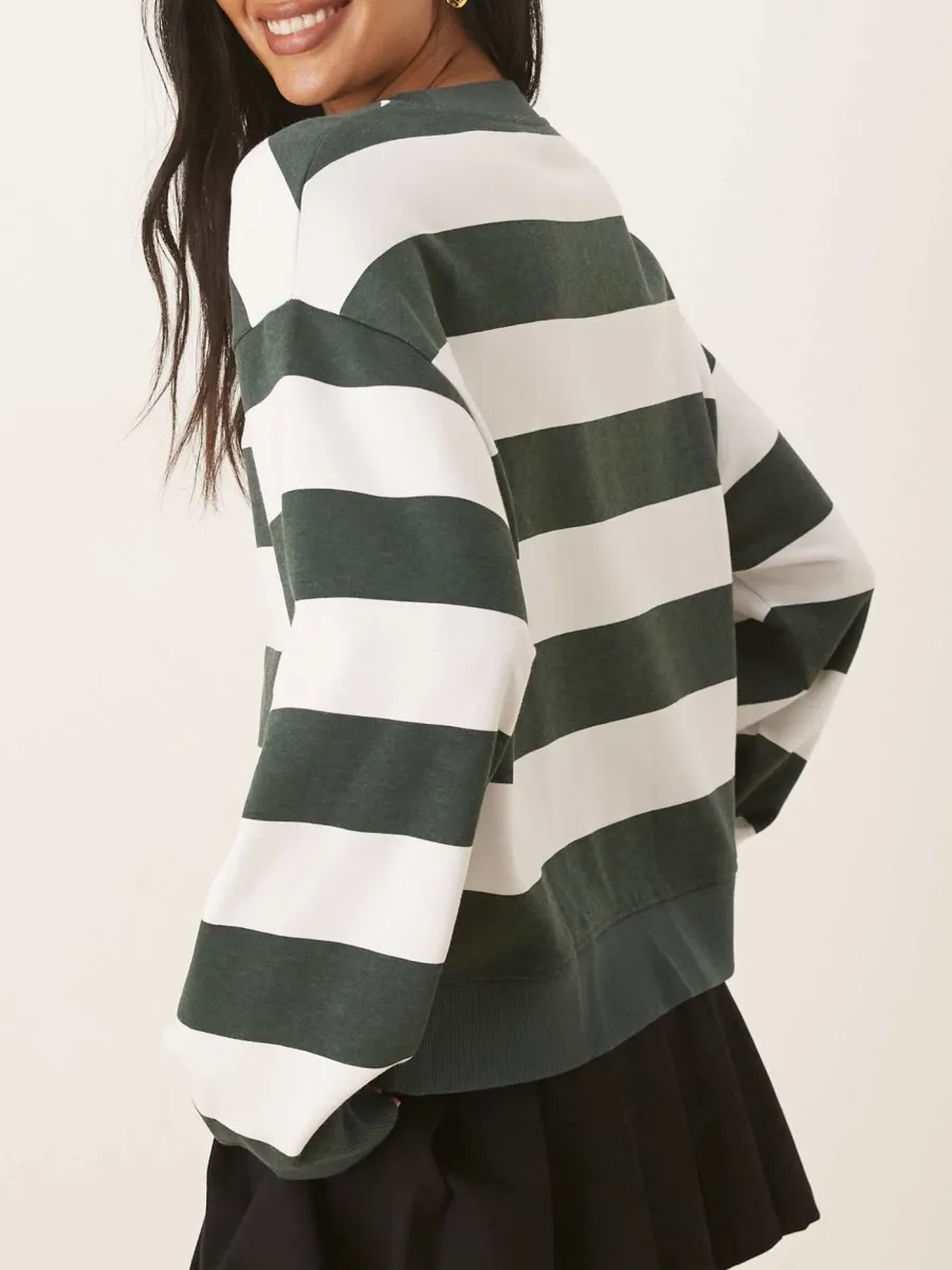 Striped Round Neck Sweatshirt