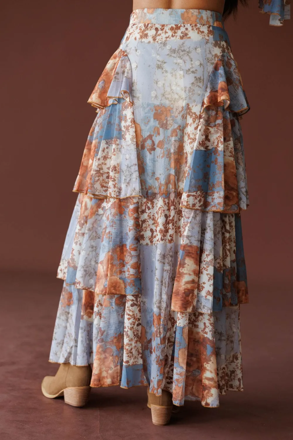 Versatile Mesh Floral Maxi Skirt