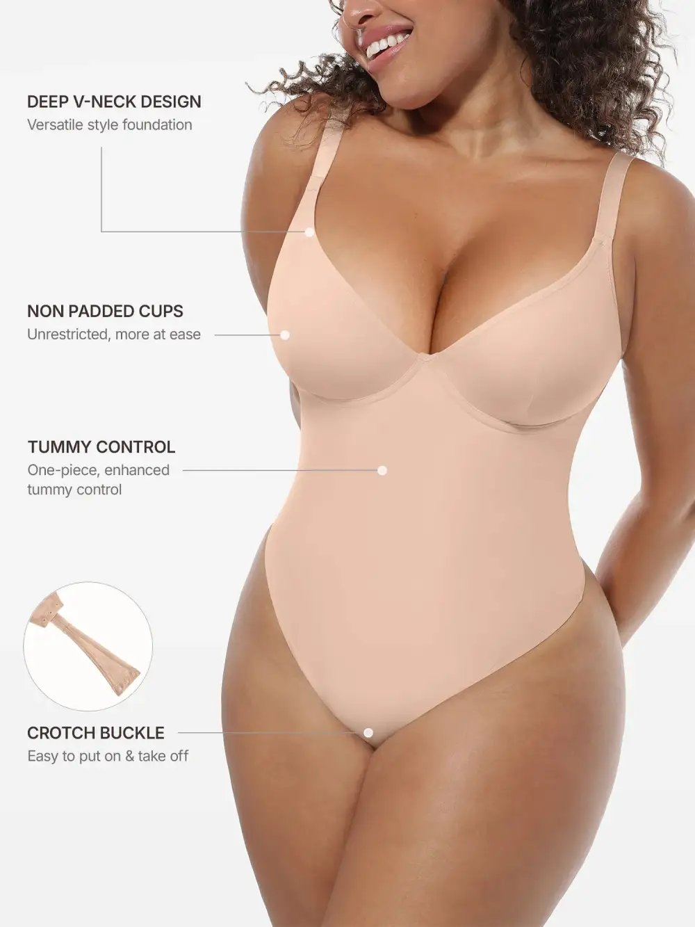V Neck Deep Shaping Bodysuit