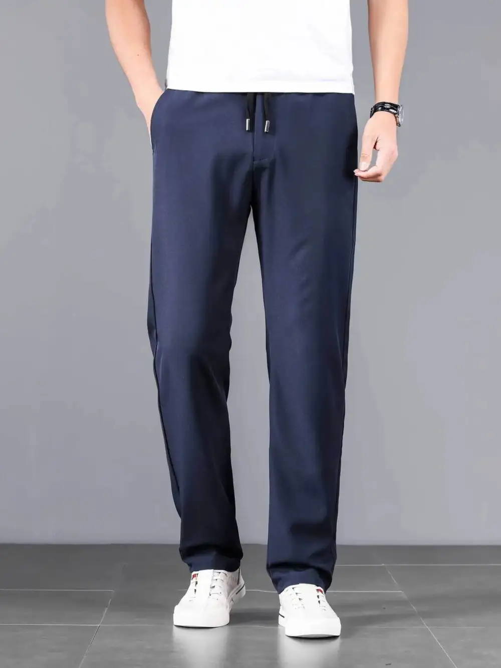 Men's Plus Size Casual Drawstring Straight Leg Pants