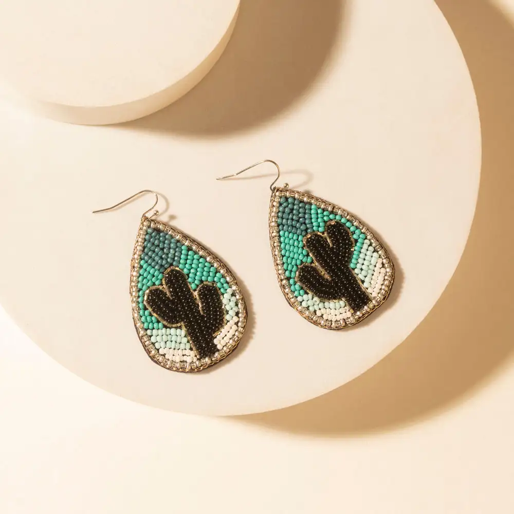 Artful Cactus Beaded Earrings