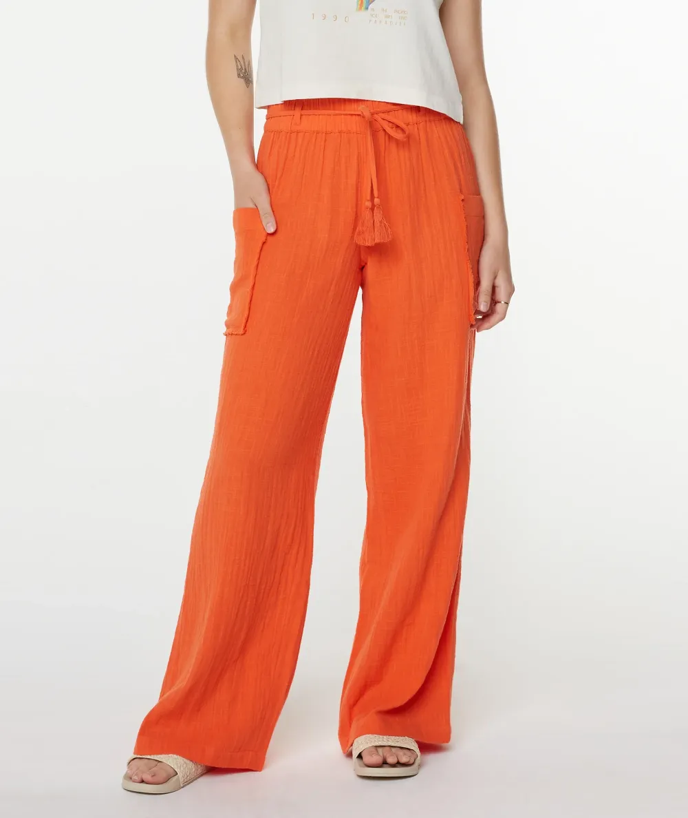 White Pure Cotton Ladies Wide-Leg Pants