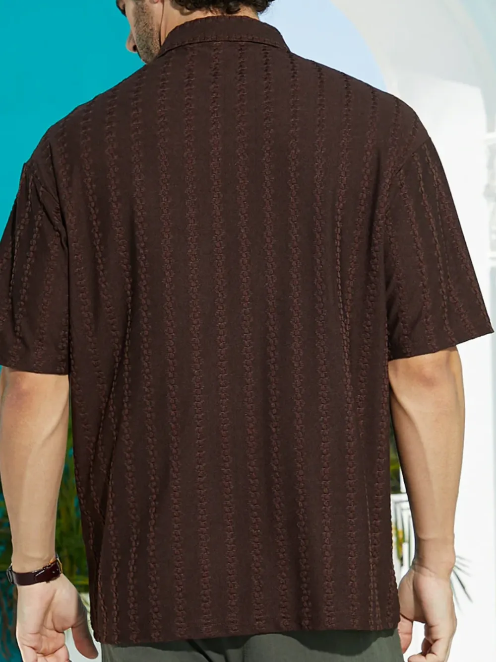 Brown Casual Style Oversized Polo T-Shirt