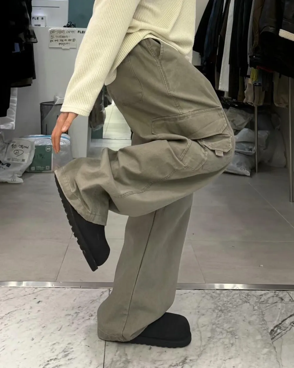 Modern Washed Cuffed Relaxed Cargo Pants