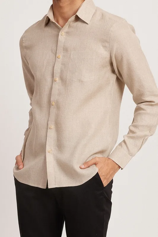 Ginger Linen Button-Up Shirt