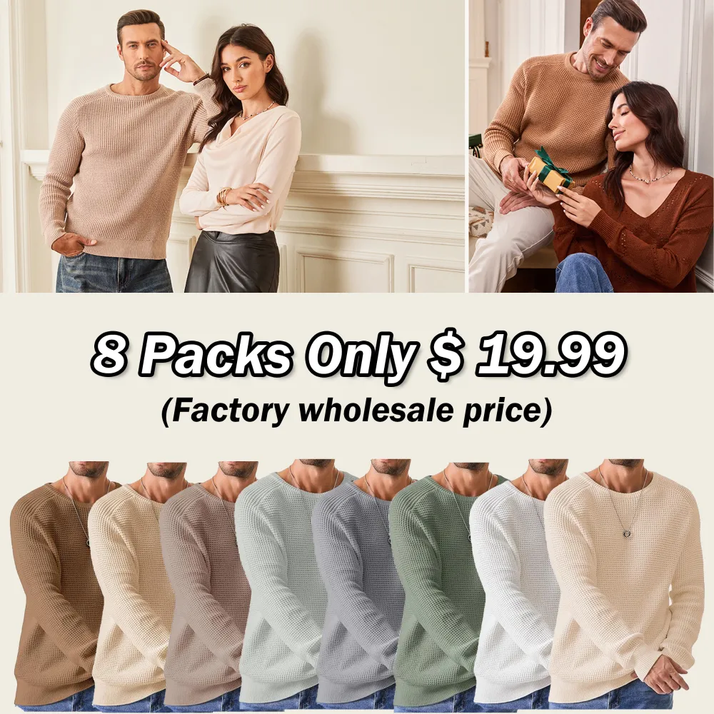 🧶 Men’s Waffle Knit Crewneck Sweater – Effortless Warmth. Everyday Style.
