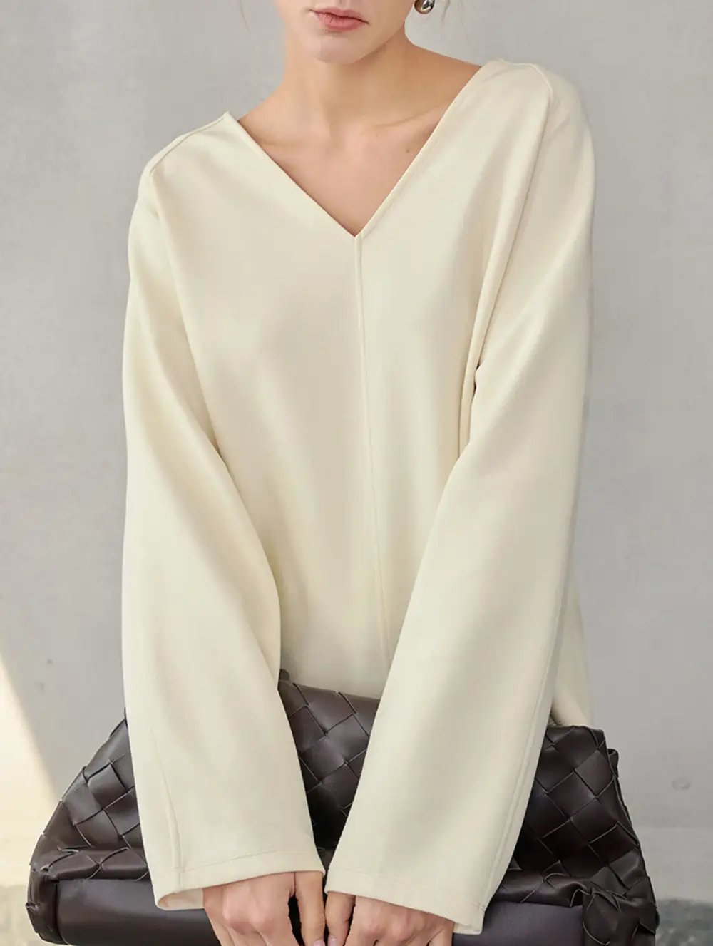 V Neck Reversible Loose Fit Sweatshirt