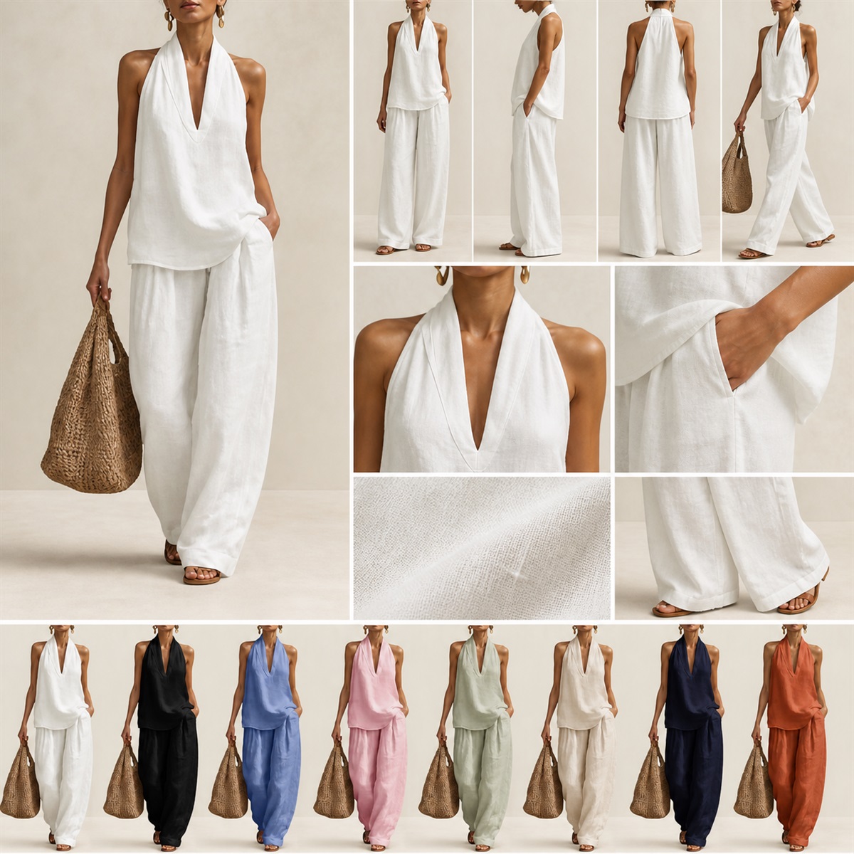  for cotton linen two piece set